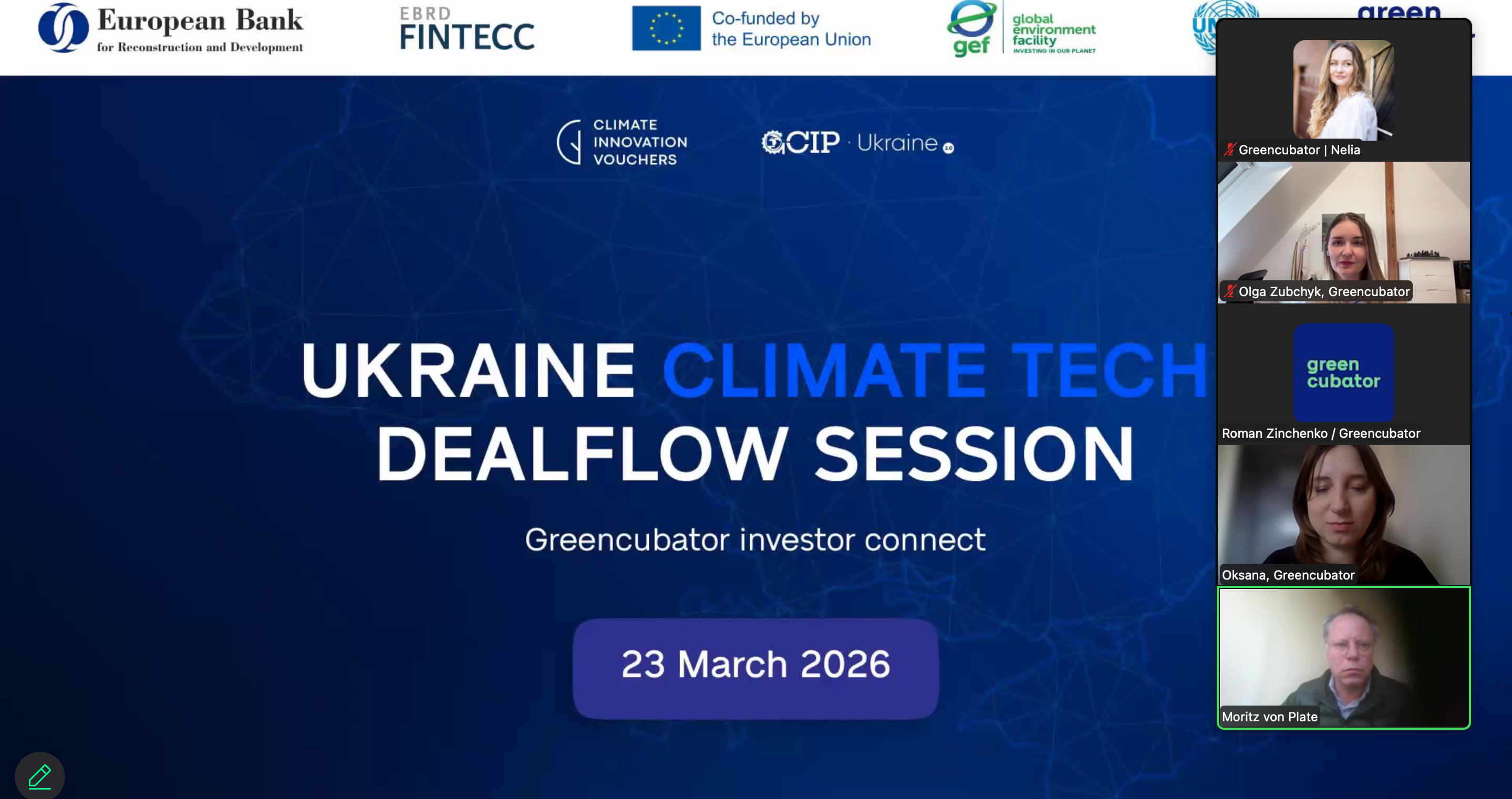 Greencubator InvestorConnect — dealflow session з 12 українськими climate tech стартапами
